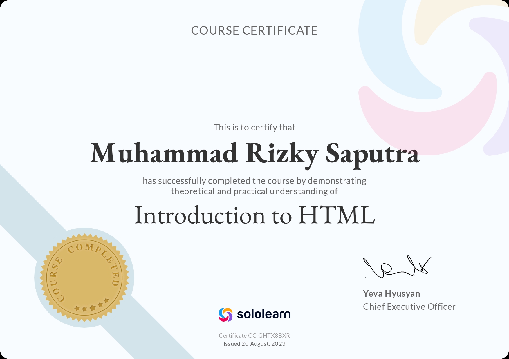 Certificate HTML